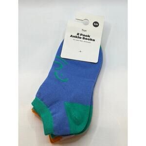 TYPO Women's 2pc Multicolor Vibe Faces Ankle Socks SZ S/M